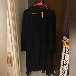 Black Lace Trimmed Cardigan